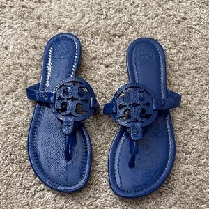Tory Burch Miller Patent leather Glossy blue  Sandals